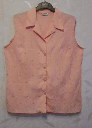 Лёгкая летняя блуза с жатой текстурой и серебристым принтом, 52-54, гипоаллергенный полиэстер, fomar