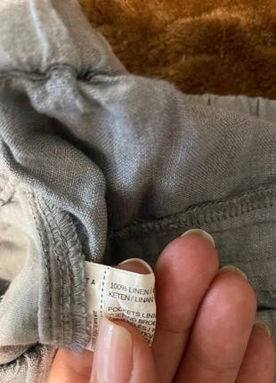 Брюки штаны лён льняные натуральная ткань летние лёгкие на резинке с карманами4 фото