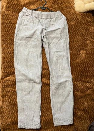 Брюки штаны лён льняные натуральная ткань летние лёгкие на резинке с карманами2 фото