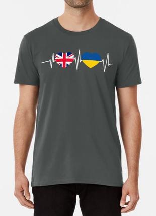 Мужская и женская патриотическая футболка с принтом england ukraine англия украина7 фото