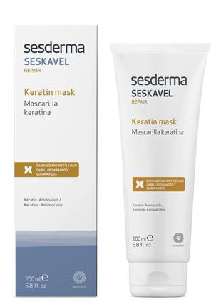 Відновлювальна маска для волосся з кератином sesderma seskavel repair keratin mask 200 мл1 фото