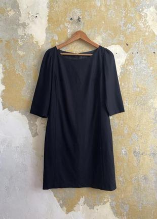 Черное минималистичное платье миди vilonna (в стиле cos, zara, oska )