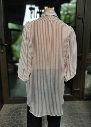 Рубашка блуза туника асимметричная в полоску papaya объёмный рукав7 фото