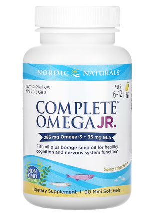 Nordic naturals, complete omega junior, со вкусом лимона, для детей от 6 до 12 лет, 283 мг, 90 мягки