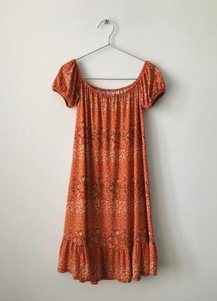 Плаття з квітковим принтом tu помаранчеве плаття в квіточку літня сукня помаранчевого кольору5 фото