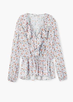 Женская блуза кофточка mango с сетевым в цветочный принт4 фото