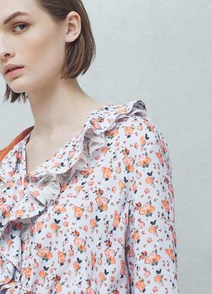 Женская блуза кофточка mango с сетевым в цветочный принт3 фото