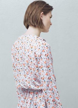 Женская блуза кофточка mango с сетевым в цветочный принт2 фото