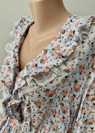 Женская блуза кофточка mango с сетевым в цветочный принт6 фото