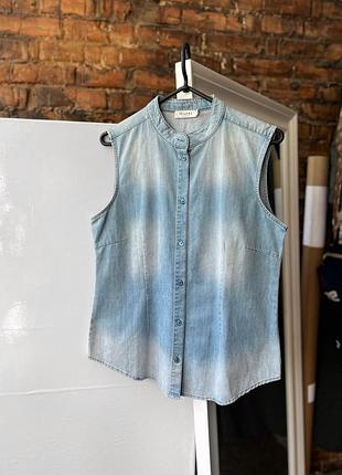 Maerz muenchen women's premium sleeveless 1927 denim shirt, vest женская безрукавка, топ