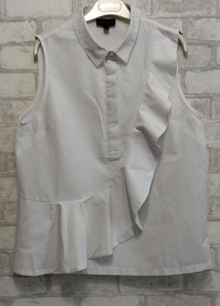 Білосніжна блузка з воланом4 фото