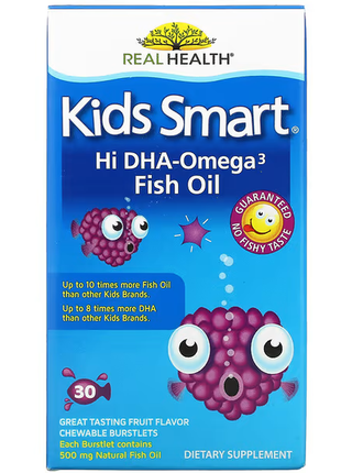Bioglan, kids smart, риб'ячий жир із високим вмістом дгк і омега-3, чудовий смак ягід, 30 капсул