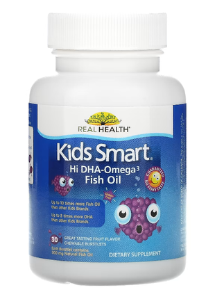 Bioglan, kids smart, риб'ячий жир із високим вмістом дгк і омега-3, чудовий смак ягід, 30 капсул3 фото