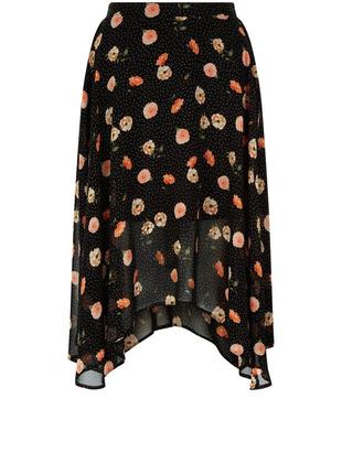 Ассиметричная юбка миди new look plus size шифоновая черная юбка с цветочным принтом большой размер4 фото
