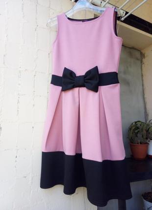 Розовое пудровое черное платье сарафан стрейч пудра от chie1 фото