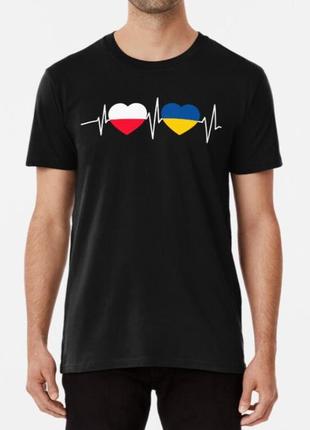 Чоловіча та жіноча патріотична футболка з принтом poland ukraine польща україна