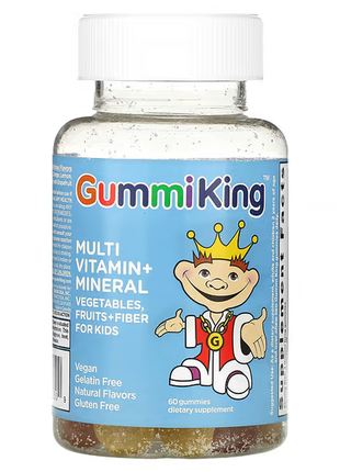 Gummiking, мультивитамины и минералы, овощи, фрукты и клетчатка для детей, 60 жевательных таблеток