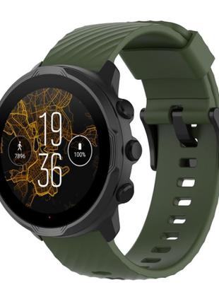 Силиконовый ремешок на часы wrist hr, suunto9, d5, spartan sport, wrist hr. ширина 24 мм. хаки.1 фото