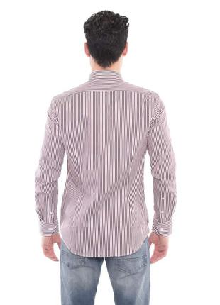 Мужская рубашка calvin klein в бордово-белую полоску.2 фото