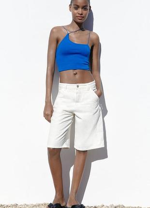 Топ, топік, кроп топ, асиметричний, майка, синій, зара, zara