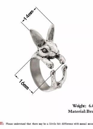 Кольцо заяц регулируемое, алиса, кролик6 фото