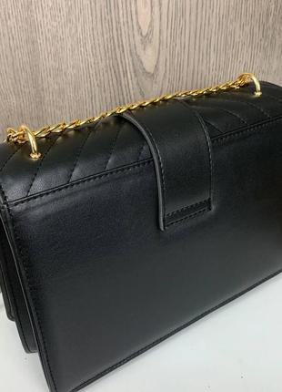 Женская модная  мини сумочка на цепочке пинко белая золотистая pinko черный8 фото