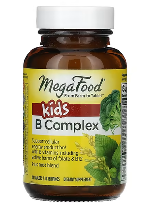 Megafood, b комплекс для детей, 30 таблеток  megafood, комплекс витаминов группы b для детей, 30 таб1 фото