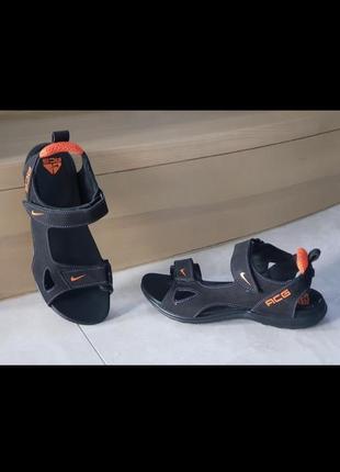 Кожаные босоножки orange nike в спортивном стиле спортивное босоножки из натуральной козы чёрные9 фото