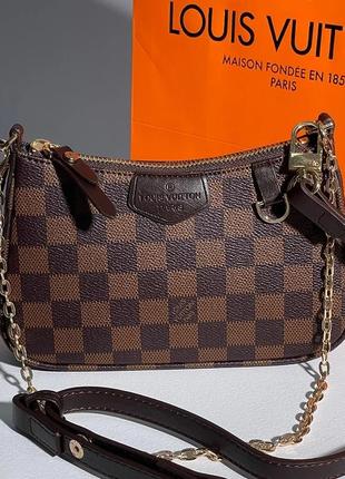 Жіноча сумка луї віттон коричнева louis vuitton easy pouch on strap monogram brown