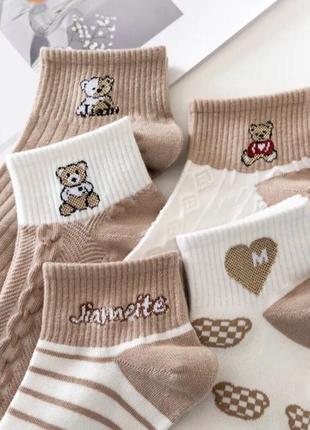 Носки с медведем с стиле haradjuku 35-39 р6 фото