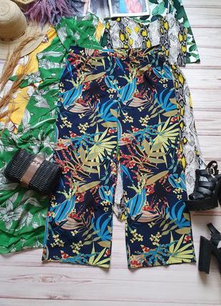 Летние цветочные широкие брюки штаны на резинке тропики7 фото