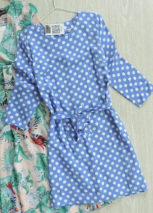 Нова сукня в горошок з поясом