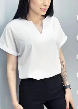 Жіноча блузка з вирізом та коротким рукавом "fly"| норма і батал3 фото