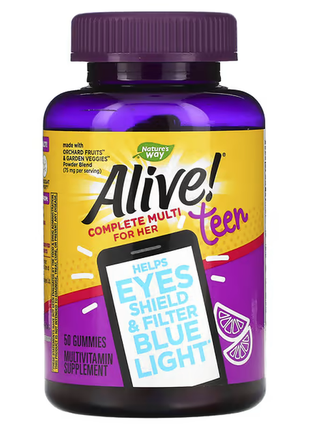 Ature's way, alive! teen, мультивітамінний комплекс для неї, 50 жувальних таблеток1 фото