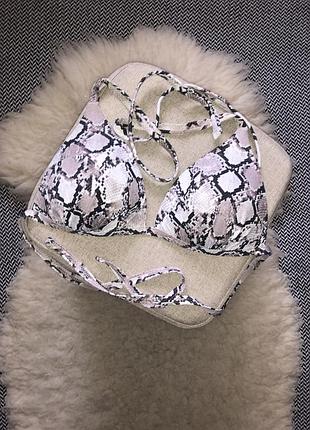 Лиф верх купальника с чашкой треугольник питон змея анималистический