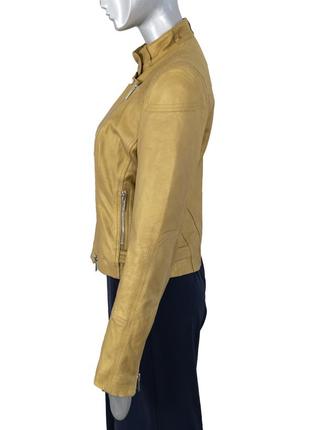 Жіноча золотиста шкіряна куртка косуха від karen millen5 фото