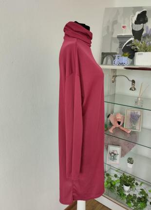 Стильна сукня в рубчик, фуксія ,верх реглан3 фото