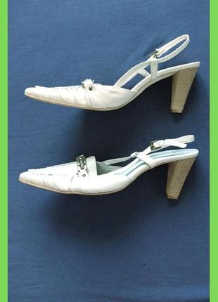 Кожаные бежевые слингбэки мюли туфли босоножки 27см р.41 roberto santi3 фото