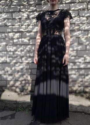 Длинное черное платье вечернее прозрачный верх, платье в пол6 фото