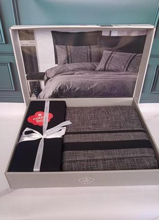 Постільна білизна ранфорс євро розмір  cotton box bitter antrasit