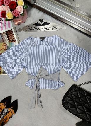 Блуза полосатая с поясом топ в полоску блузка 44 42 распродажа1 фото