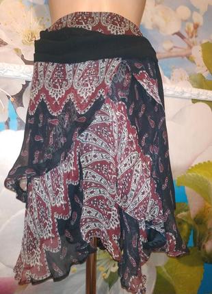 Летящая шелковая юбка от zara 100% silk s