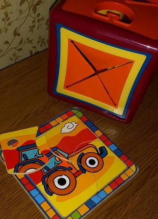 Кубик развивающая игрушка для моторики сортер + деревянные пазлы сортер2 фото