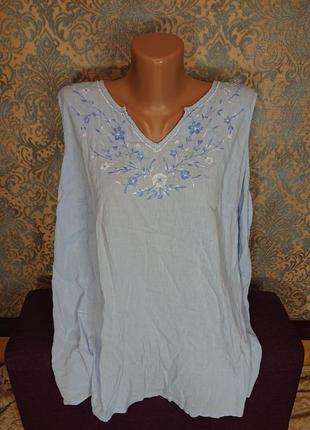Женская блуза хлопок с вышивкой большой размер батал 54/56/58 блузка блузочка майка