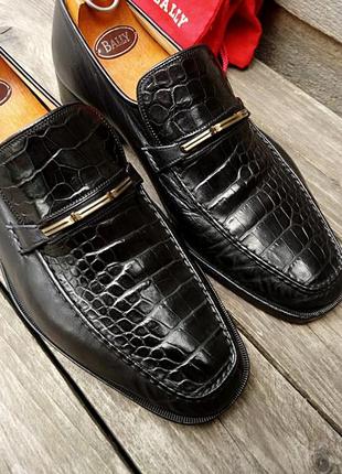 Bally кожа крокодила пенни-лоферы швейцария кожаные мужские туфли черные мокасины3 фото