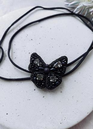 Чокер метелик / брошка на шнурку ручної роботи