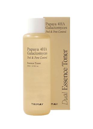 Кислотный пилинг тонер-эссенция с папайей и галактомисисом trimay papaya 4ha galactomyces peel toner 200ml