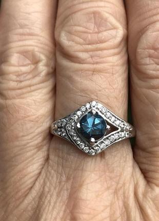 Кольцо серебряное с натуральным лондон топазом и цирконием спарта 1712/1р тlb, 18.5 размер