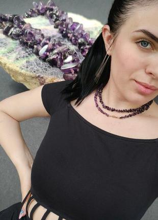 Намисто з натуральним каменем аметист. чокер з аметисту. намисто з аметисту. німеччина.