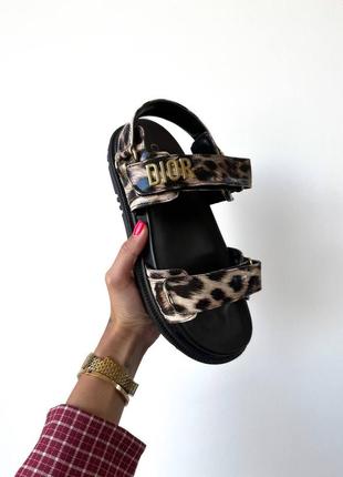 Сандалии в стиле dior sandals “leopard black” босоножки женские7 фото